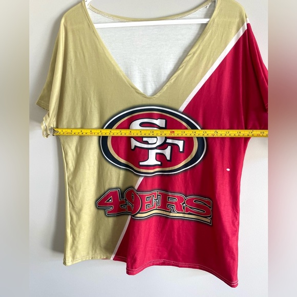 San Francisco 49ers Women's V-Neck Top - Red and Gold - Picture 4 of 6